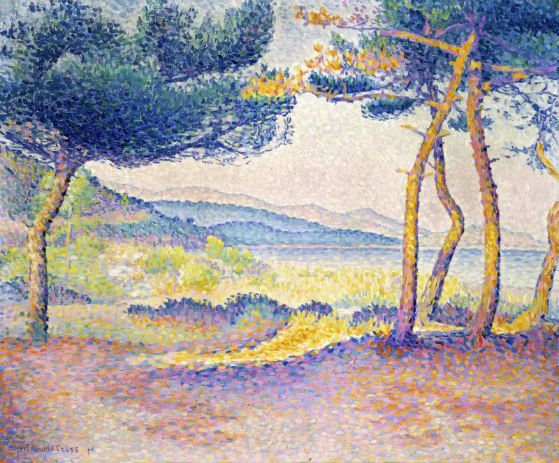 Pines Along the Shore, Pointilist, Fauvist by Henri-Edmond Cross